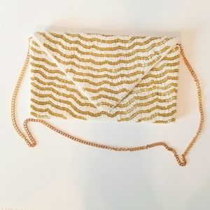 Cream and Gold Beaded Evening Bag